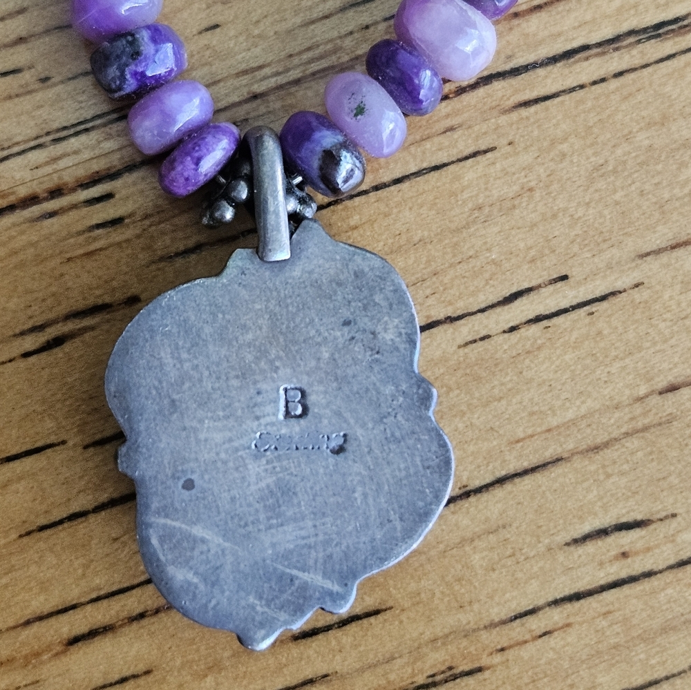 Amethyst &Lapis Cabachon Necklace - Picture 6 of 9